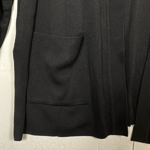 Misook Black Slinky Knit Open Front Cardigan Sweater Size Large Petite - Picture 4 of 6